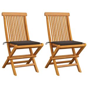vidaXL Chaises pliantes avec coussins taupe, 2 pi&egrave;ces, en bois de teck massif
