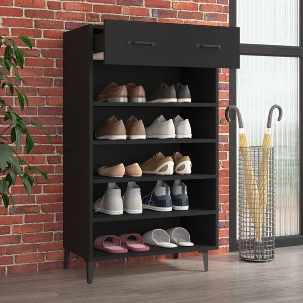 vidaXL Armoire &agrave; chaussures Noir 60x35x105 cm Bois d'ing&eacute;nierie