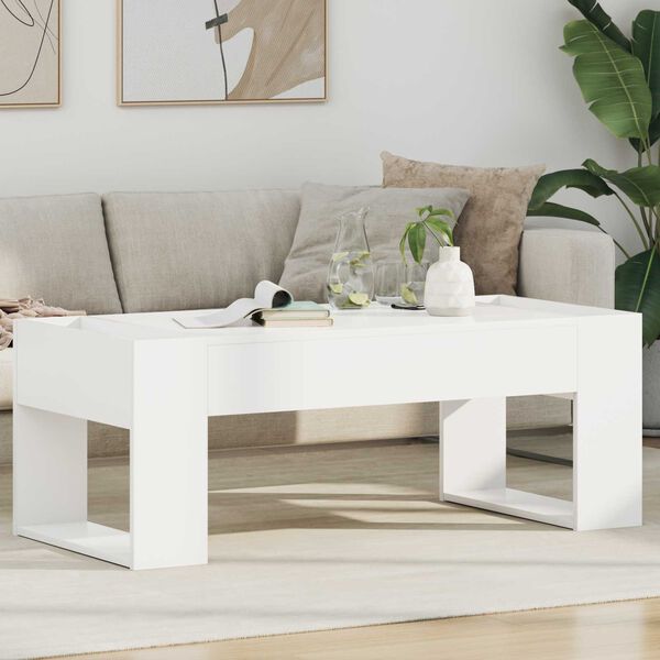 vidaXL Table basse Blanc 110 x 50 x 41 cm Bois d'ing&eacute;nierie
