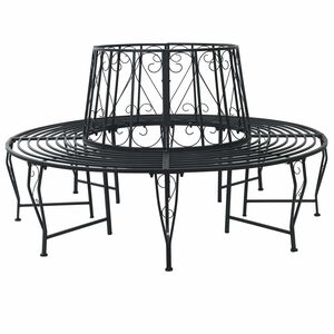 vidaXL Banc d'Arbre &Oslash; 160 x 89 cm Acier Noir Rond