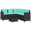 vidaXL Canap&eacute; de jardin avec table et coussins en forme de L noir