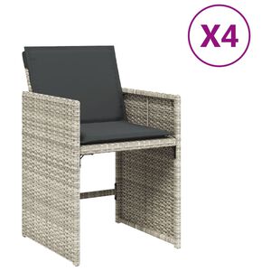 vidaXL Chaises de jardin avec coussins lot de 4 gris clair poly rotin