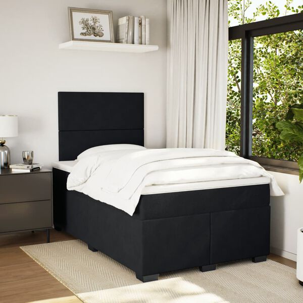 vidaXL Sommier &agrave; lattes de lit avec matelas noir 120x190 cm velours