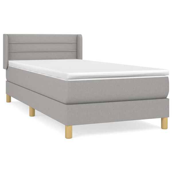 vidaXL Sommier &agrave; lattes de lit avec matelas Gris clair 90x200 cm Tissu
