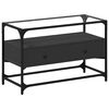 vidaXL Meuble TV et dessus en verre noir 80x35x51 cm bois d'ing&eacute;nierie