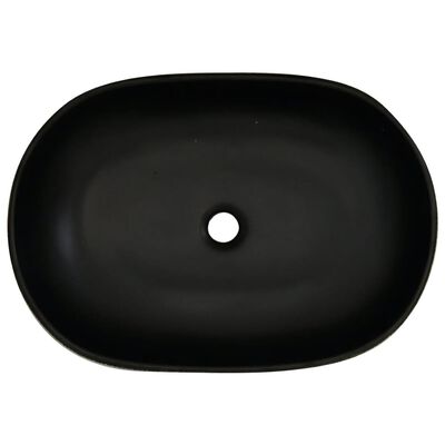 vidaXL Vasque à poser gris et noir ovale 59x40x14 cm céramique