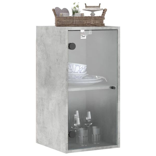 vidaXL Armoire murale avec portes en verre gris b&eacute;ton 35x37x68,5 cm