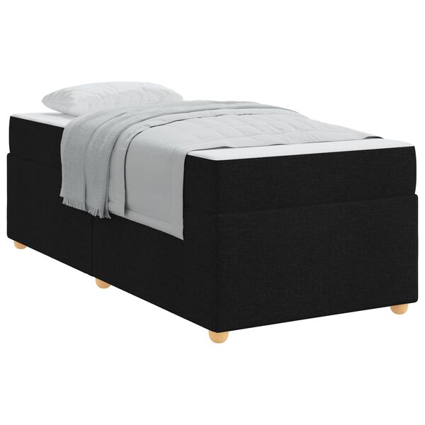 vidaXL Cadre de lit avec matelas Noir 100 x 200 cm tissu