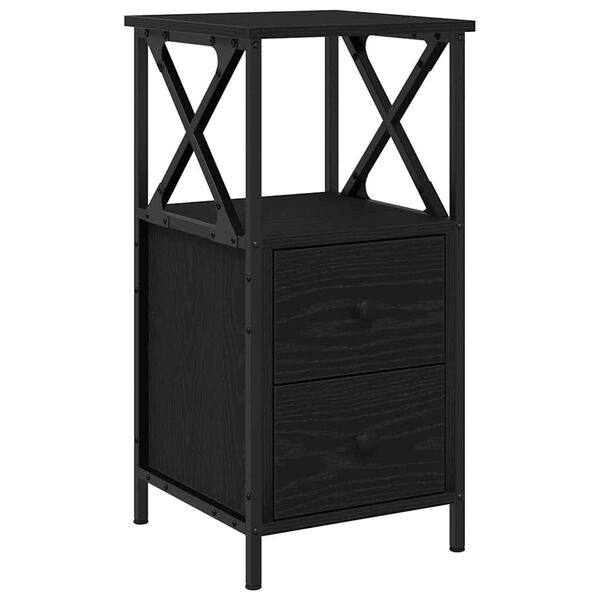 vidaXL Cabinet de chevet avec tiroir Chêne noir 34 x 35,5 x 70 cm