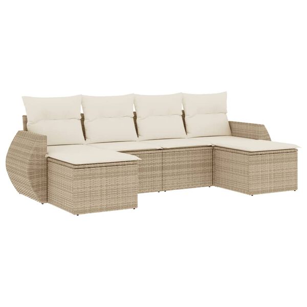 vidaXL Salon de jardin avec coussins 6 pcs beige r&eacute;sine tress&eacute;e