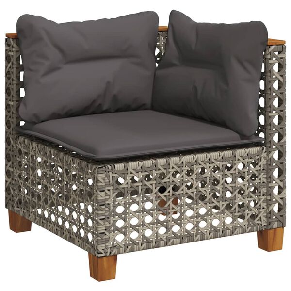 vidaXL Salon de jardin 8 pcs avec coussins gris r&eacute;sine tress&eacute;e