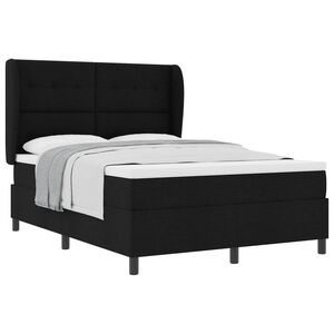 vidaXL Lit &agrave; ressorts avec matelas Noir 140 x 200 cm tissu
