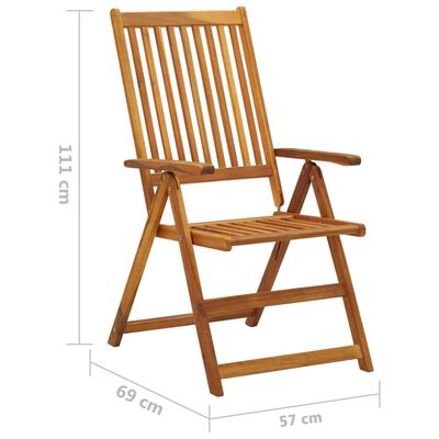 vidaXL Chaises inclinables de jardin lot de 4 et coussins Bois acacia