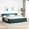 vidaXL Lit &agrave; ressorts avec matelas Vert fonc&eacute; 200 x 200 cm Polyester