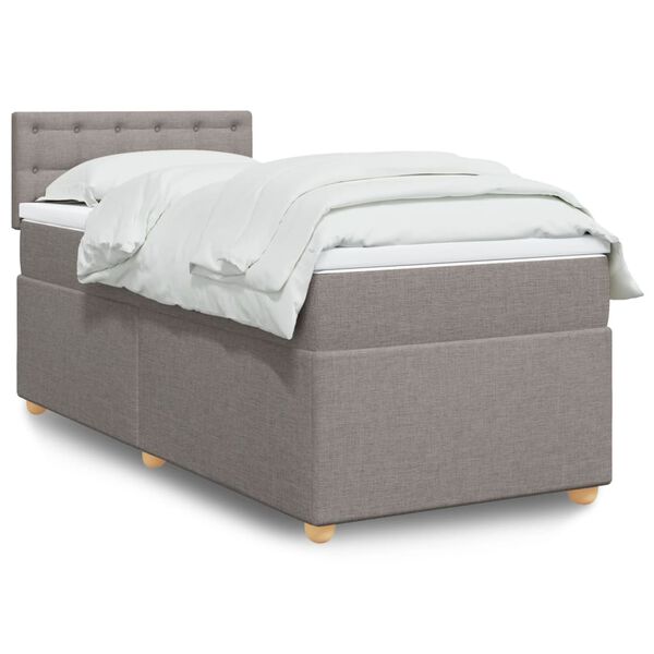 vidaXL Sommier &agrave; lattes de lit avec matelas Taupe 90x200 cm Tissu