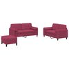 vidaXL Ensemble de canap&eacute;s 3 pcs avec coussins rouge bordeaux velours