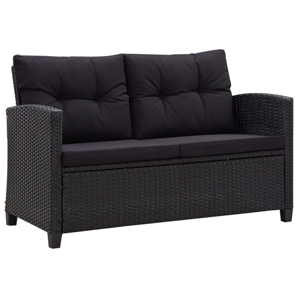 vidaXL Salon de jardin 3 pcs avec coussins R&eacute;sine tress&eacute;e Noir