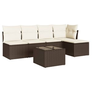 vidaXL Salon de jardin avec coussins 6 pcs marron r&eacute;sine tress&eacute;e