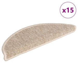 vidaXL Tapis d'escalier 15 pi&egrave;ces 56 x 17 x 3 cm Beige clair Demi-rond
