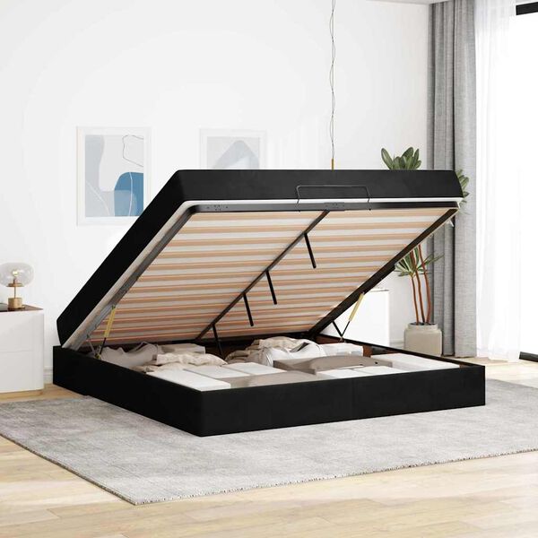vidaXL Cadre de lit avec matelas avec matelas 2 pcs Noir Velours
