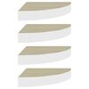 vidaXL &Eacute;tag&egrave;res d'angle murales 4 pcs Ch&ecirc;ne et blanc 25x25x3,8 cm MDF