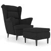 vidaXL Fauteuil &agrave; oreilles avec tabouret noir velours