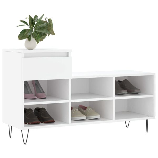 vidaXL Armoire &agrave; chaussures Blanc 102x36x60 cm Bois d'ing&eacute;nierie