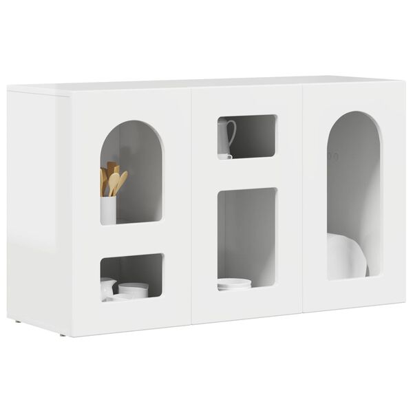 vidaXL Buffet Blanc brillant 100 x 35 x 59 cm Bois d'ing&eacute;nierie