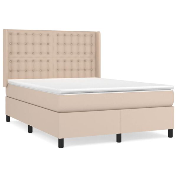 vidaXL Sommier &agrave; lattes de lit avec matelas Cappuccino 140x190 cm