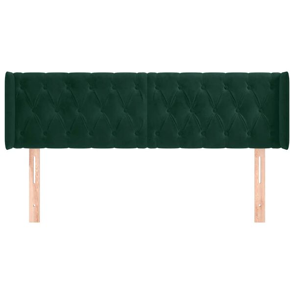 vidaXL T&ecirc;te de lit avec oreilles Vert fonc&eacute; 163x16x78/88 cm Velours