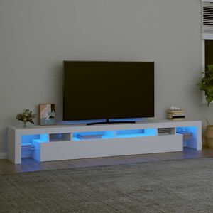 vidaXL Meuble TV avec lumi&egrave;res LED Blanc 260x36,5x40 cm