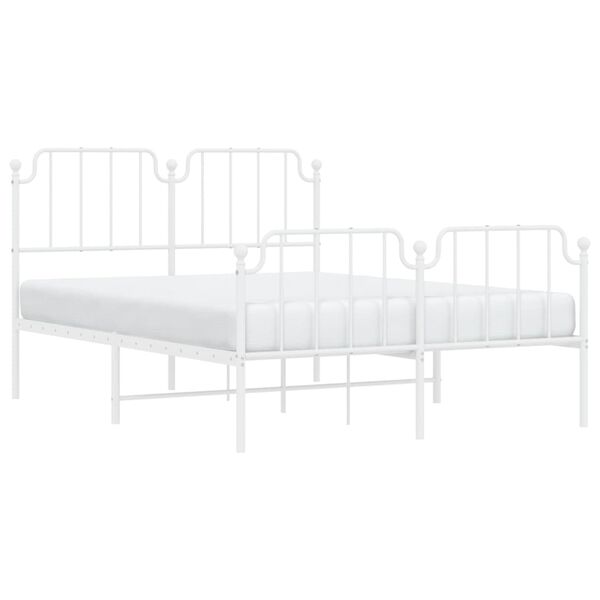 vidaXL Cadre de lit m&eacute;tal sans matelas et pied de lit blanc 140x190 cm
