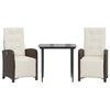 vidaXL Ensemble de bistro 3 pcs avec coussins marron r&eacute;sine tress&eacute;e