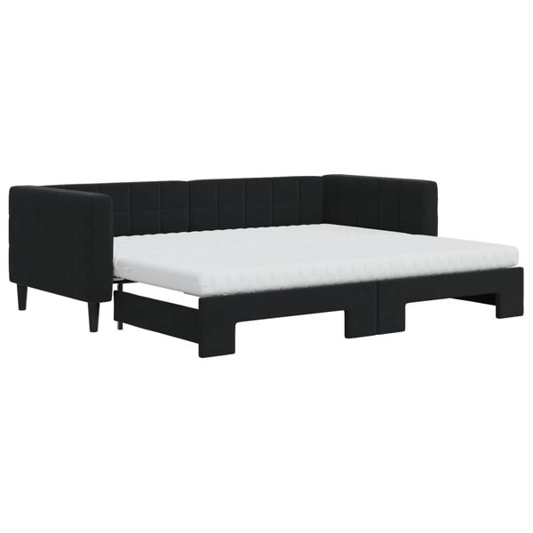 vidaXL Lit de jour avec gigogne et matelas noir 90x200 cm velours