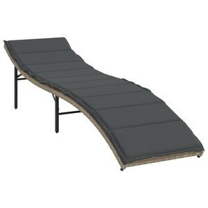 vidaXL Chaise longue et coussin gris clair 55x199x50 cm r&eacute;sine tress&eacute;e