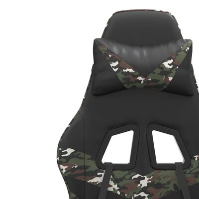 vidaXL Chaise de jeu pivotante Noir et camouflage Similicuir