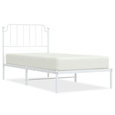 vidaXL Cadre de lit métal sans matelas avec tête de lit blanc 90x190cm