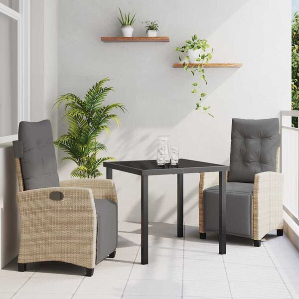 vidaXL Ensemble de salle &agrave; manger pour jardin 3 pcs Beige polyrotin