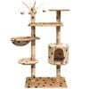 vidaXL Arbre &agrave; chat et griffoir Sisal 125 cm Empreintes de pattes Beige