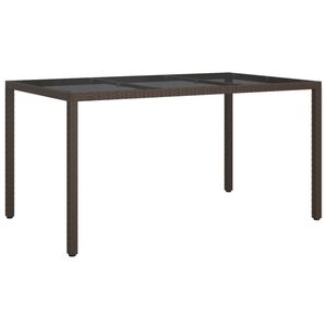 vidaXL Table de jardin 150x90x75 cm Verre tremp&eacute;/r&eacute;sine tress&eacute;e Marron