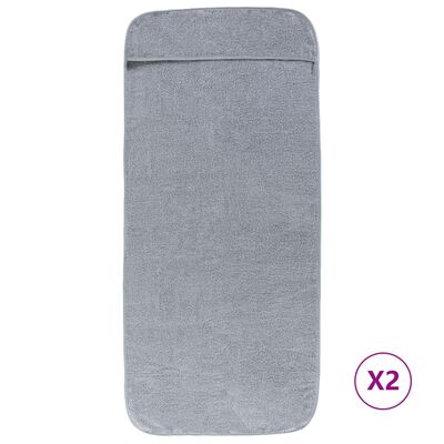 vidaXL Serviettes de plage 2 pcs gris 75x200 cm tissu 400 GSM