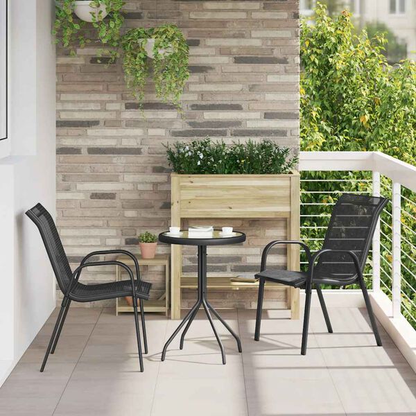 vidaXL Chaises empilables de jardin lot de 2 Noir Tissu textil&egrave;ne