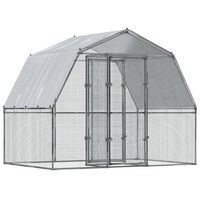 vidaXL Cage à poules avec toit et porte argenté acier galvanisé