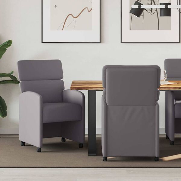 vidaXL Chaises de Salle à Manger avec Roues 2 pcs Gris 58 x 65 x 98 cm