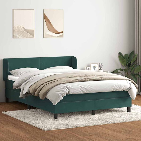 vidaXL Sommier &agrave; lattes de lit et matelas vert fonc&eacute; 140x220cm velours