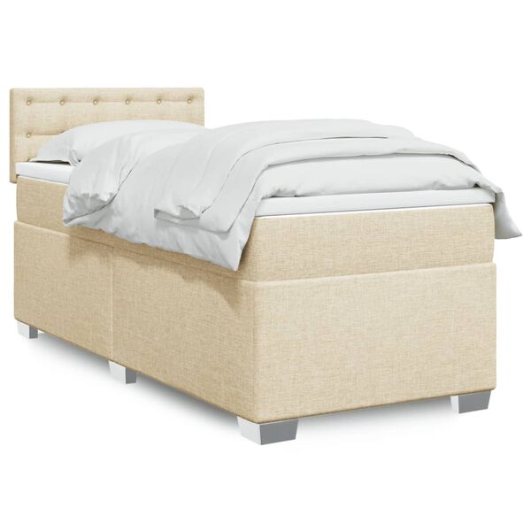 vidaXL Sommier &agrave; lattes de lit avec matelas Cr&egrave;me 80x200 cm Tissu