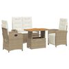 vidaXL Ensemble &agrave; manger de jardin coussins 4 pcs beige r&eacute;sine tress&eacute;e