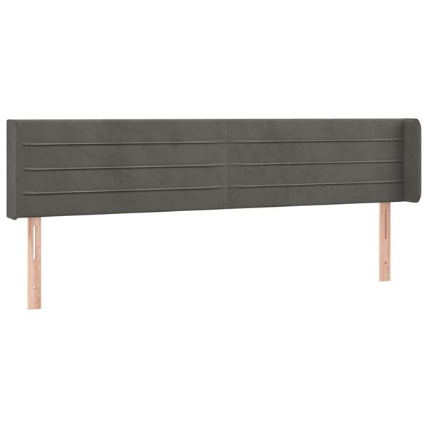 vidaXL T&ecirc;te de lit &agrave; LED Gris fonc&eacute; 183x16x78/88 cm Velours