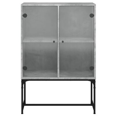vidaXL Armoire latérale avec portes en verre gris béton 69x37x100 cm