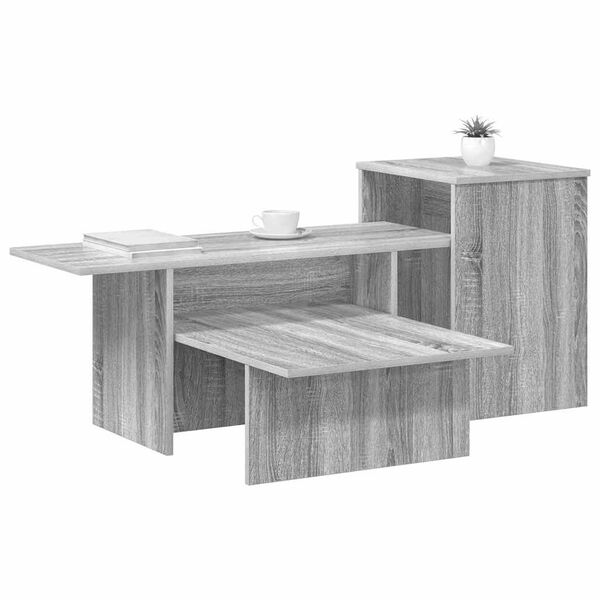 vidaXL Table console Gris Sonoma 91,5 x 35 x 38,5 cm Bois d'ing&eacute;nierie